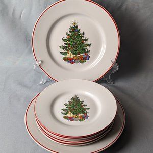 Cuthbertson American Christmas Tree Six Plates Bread Butter And Salad Mixed Lot